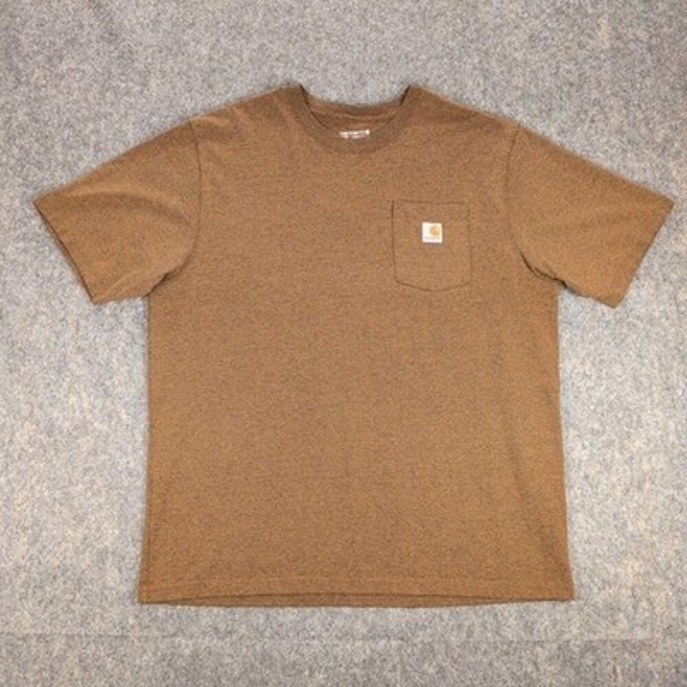 Carhartt Shirt Mens XL Brown Loose Relaxed Fit Pocket Logo Tee Workwear Casual